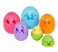 Toomies Tomy PIOU PIOU Gigognes - Famille de 5 œufs gigognes pour Tout-Petits avec Poussin Qui Fait PIOU PIOU - Jouets sensoriels pour Bain et bac à Sable - Trieur de Formes Bébés de 6 à 36 Mois
