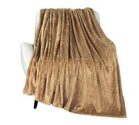 TOONOW Couverture Polaire texturée en Peluche pelucheuse, Super Douce, Moelleuse et Confortable, Motif géométrique - pour canapé, lit, Sofa, canapé - 152,4 x 203,2 cm, Camel