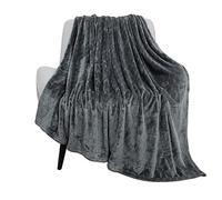 TOONOW Couverture Polaire texturée en Peluche, Super Douce, Moelleuse et Confortable, Motif géométrique, pour canapé, lit, Sofa, Gris foncé, 127 x 152,4 cm