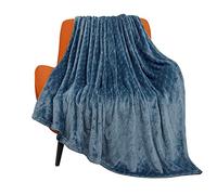 TOONOW Couverture Polaire texturée pelucheuse 152,4 x 203,2 cm, Super Douce et Moelleuse, Motif géométrique, Couverture en Flanelle Microfibre Confortable pour canapé, lit, canapé, Bleu Marine