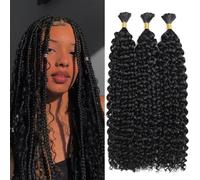 TOOPBIUTI Deep Wave Bulk Hair for Braiding 22 Inch Natural Curly Hair for Boho Braids No Weft Wet and Wavy Braiding Hair Extensions for women (1B#, 22inch-3pc)