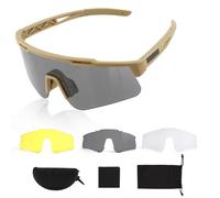 ToopMount Lunettes de Sport, Lunettes de Tir Tactiques Antibuée avec 3 Verres Interchangeables, Lunettes de Protection UV400 Airsoft, Lunettes pour Cyclisme, Randonnée, Course à Pied (Monture Kaki)