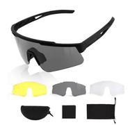 ToopMount Lunettes de Sport, Lunettes de Tir Tactiques Antibuée avec 3 Verres Interchangeables, Lunettes de Protection UV400 Airsoft, Lunettes pour Cyclisme, Randonnée, Course à Pied (Monture Noire)