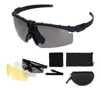 ToopMount Lunettes de Sport, Lunettes de Tir Tactiques avec 3 Verres Interchangeables, Lunettes pour Airsoft, Cyclisme, Randonnée, Course à Pied (Black)
