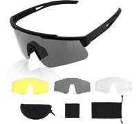 ToopMount Lunettes de Sport, Lunettes de Tir Tactiques avec 3 Verres Interchangeables, Lunettes pour Cyclisme, Airsoft, Randonnée, Course à Pied (Monture Noire)