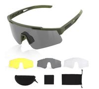 ToopMount Lunettes de Sport, Lunettes de Tir Tactiques avec 3 Verres Interchangeables, Lunettes pour Cyclisme, Airsoft, Randonnée, Course à Pied (Monture Vert)