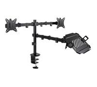 TOOQ DB1202TN-B - Support de Table pour 2 écrans/moniteurs 17"-32", avec Plateau pour Ordinateur Portable 12"-17", Hauteur