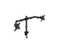 TooQ DB1802TN-B Support Bureau Double Écran 17-27" (43-68cm) 16kg VESA 75x75/100x100mm Inclinaison -45/+45° Pivot -90/+90° Noir