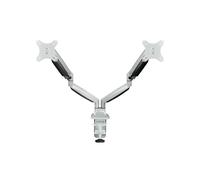 TooQ DB3132TNR-S Support Bureau Double Écran 13-32" 18kg VESA 75x75/100x100 Aluminium Argent Fixation Pince/Boulon Inclinaison +/-90° Pivot 180° Rotation 360°