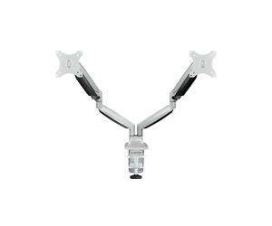 TooQ DB3132TNR-S Support Bureau Double Écran 13-32" 18kg VESA 75x75/100x100 Aluminium Argent Fixation Pince/Boulon Inclinaison +/-90° Pivot 180° Rotation 360°