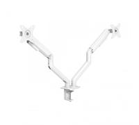 TOOQ DB4132TNR-W - Support de Table pivotant et inclinable pour écrans de 17" à 32", Deux Bras, réglable et Variable avec mécanisme à Ressort, Blanc