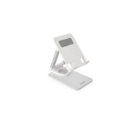 TooQ PH-HERMES-LUNA Support Passif Bureau pour Mobile/Tablette 12.9" Max, Rotation 360°, Hauteur Ajustable, Pliable, Blanc, Charge Max 1kg