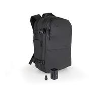 TooQ TQBP-V101-BK - Sac à dos de voyage avec compression sous vide et pompe à air, résistant à l’eau, compartiments pour ordinateur portable et sécurité par cadenas, Noir