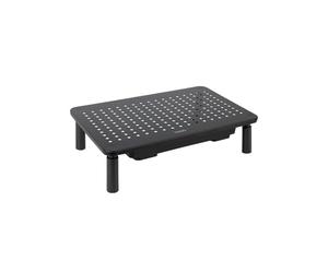 TOOQ TQMR087 - Support rehausseur Multifonction avec tiroir pour Moniteur/Ordinateur Portable, Noir, Max. 20 kg