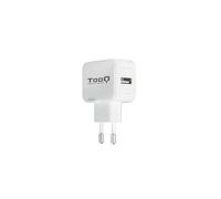 TooQ TQWC-1S01WT Chargeur Secteur Universel 1 Port USB 2.0 5V/2.4A (12W) Blanc, Prise Type C, Entrée 100-240V, Certifié CE/RoHS
