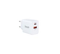 TooQ TQWC-2SC04WT Chargeur Secteur Universel 1x USB 2.0 + 1x USB Type-C, Quick Charge 3.0, 20W, 5-12V, Blanc, Adaptateur EU, RoHS