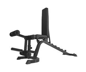 TOORX WBX 220 MultiFIT Banc multi-usages, roues de transport, adaptateur pour disque en fonte avec trou ø 50 mm, Leg curl inclus