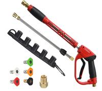 TOOSOAR Pistolet de Nettoyage Haute Pression,avec 5 Buses de Pulvérisation de Couleur et Extension de Tige,pour Le Lavage de Voiture,Les Fenêtres et Le Jardin