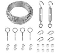 TooTaci 2mm Câble de Jardin, Cable Acier 2mm Inoxydable Revêtu PVC, 15M/2mm Filin Acier avec M5 Tendeur Cable Inox, pour Corde a linge, Suspension Exterieur, Plantes Grimpante