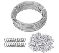 TooTaci 30M/3mm Cable Métallique, 3mm Câble en Acier Revêtu PVC, Corde en Acier Inoxydable 304 avec M3 Manchons de Sertissage,M3 Cosses,pour Outdoor Suspension,Corde a linge, Plantes Grimpantes