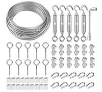 TooTaci Cable Acier 2mm/30M Corde en Acier Inoxydable à Suspendre Kit, 2mm Cable inox Gainé avec M5 Tendeurs Cable, œillets Crochets & Serre Cable, Kit de 2mm Câble Métallique pour Plante Grimpante