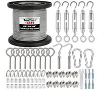 TooTaci Cable Acier 2mm/50M Câbles Métalliques Gainé, Câble Acier en Inoxydable 304 avec M4 Tendeur Cable & Serre-Câbles, Idéal pour Fil de Jardin, Clôtures, Lumières Suspendues et Projets DIY