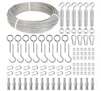 TooTaci Cable Acier 2mm/50M Corde en Acier Inoxydable à Suspendre Kit avec M5 Tendeurs Cable,œillets Crochets, 2mm Câble inox Gainé, Câble Métallique pour Plante Grimpante,Suspension, Clôture
