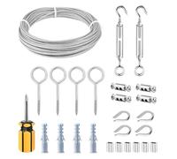 TooTaci Cable Acier 3mm/15M Câble en Acier Inoxydable 304 Revêtu de PVC, avec M5 Tendeur Cable, œillets & Serre-Câbles, Kit de Câble Métallique pour Plantes Grimpantes, Clôtures, Lumières Suspendues