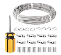TooTaci Cable Acier 3mm /20M Câble en Acier Inoxydable Gaineavec Cosses M3 & Serre-Câbles,Kit de 3mm Câbles Métalliques Idéal pour Fil de Clôtur,Fil de Jardin pour Plantes Grimpantes,Suspension