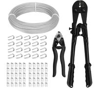 TooTaci Câble Acier Inoxydable 3 mm, 30M Câble Métallique avec Pince à Sertir, Coupe-Câble, Fil Métallique pour Treillis de Jardin, Étendoir à Linge, Guirlandes Lumineuses, Câble à Rideaux