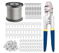 TooTaci Câble en Acier 100M avec Kit Tendeurs, Câble 1,5mm avec Outil de Sertissage Swager, Outil 2 en 1 Coupeur & Sertisseur - Idéal pour Treillis de Jardin, Clôture et Garde-Corps