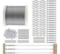 TooTaci Câble en Acier Inoxydable 3mm/122M Câbles Métalliques avec M5 Tendeurs de Fil, Kit de Cable Garde-Corps pour Rambarde, Idéal pour Jardin, Clôtures, Lumières Suspendues et Projets DIY