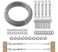 TooTaci Corde en Acier Inoxydable à Suspendre Kit,30M/3mm Câble en Acier Inoxydable avec Tendeurs,Kit de M6 Tendeurs Cable Inox 3mm pour Plantes Grimpante,Corde a linge,Rambarde,Lights Suspension
