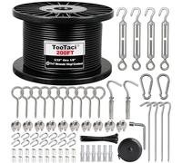 TooTaci Kit de Câble Acier Inoxydable 3mm, 60M Gaine Noire avec Tendeurs M5 - Pour Guirlande Lumineuse, Étendoir à Linge, Treillis de Jardin, Rideau