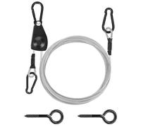 TooTaci Kit de corde à linge d'extérieur de 4,6 m avec revêtement en PVC de 1,9 cm, robuste et portable, avec poulie autobloquante, crochet à vis et mousqueton pour camping, jardin, balcon, voyage