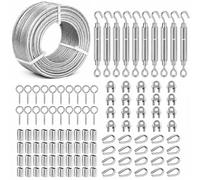 TooTaci Kit de Suspension Câble 60M/ 3mm Câble Acier Gainé PVC avec Tendeur M5 & Serre-câbles, Anti-affaissement pour Guirlandes Feston, Jardin, Clôture