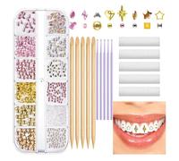 Tooth Crystal Kit - Flat Bottom Rhinestone Charms, Mixed Colour Jewels | DIY Smile Embellishment Accessories, Beginner Decoration Tools During Parties Travel Dating