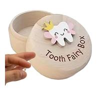 Tooth Fairy Boîte - KeepSake en bois, dents perdues stockage | Économiseur d'épargne Boîtes sculptées mignonnes Contauteur de souvenirs tombé avec pinceau pour bébé fille d'anniversaire ca