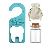Tooth Fairy Door Hanger, Wooden Doorknob Ornament with Holder Pouch, Cute Lost Teeth Keepsake for Boys and Girls, Easy Pickup Accessory, for Kindergarten, Bedroom, Home Nighttime Surprises