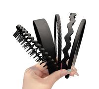 Tooth Hair Comb Headband Comfort - Non-Slip Bamboo Hair Bands | 5 Pcs Headbands With Teeth, Comfortable Non-Slip Hairs Accessories For Women, Teen Girls, Washing, Makeup