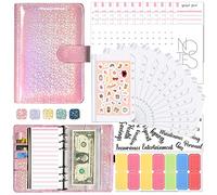 Toothbace Agenda budgétaire, format A6, reliure budgétaire, livret d'épargne, 12 poches, pour voyage, journal intime et cadeau, rose
