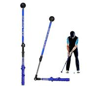 Toothbace Pliable Golf Swing Trainer, Appareil l'entraînement de Télescopique Golf Swing Posture Correcteur, Golf Swing Stick Training Aid pour Aide d'exercice de Force pour Golf (Main Gauche Bleue)