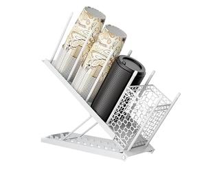Toothbace Porte Gobelet Et Couvercle,Incliné Grille Porte Tasse RéGlable à 4 Compartiments Avec Panier En Maille Pour Rangement Tasses à Café, Gobelets En Papier Et Capsules De Café (Blanc)