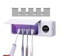 Toothbrush Holder - UVC Wall Mount Stand, Rechargeable Storage Organizer with Air Drying, Digital Display for Hygienic Toothbrush Protection, Bathroom Accessories for Home, Apartment, Or Family Use