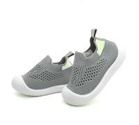 TootyTots Chaussures d'éveil avec semelle ABS antidérapante - Chaussures respirantes unisexes pour bébé, design de semelle souple pour l'intérieur et l'extérieur toutes les saisons, A gris., 2-3 ans