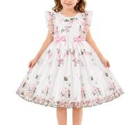 TootyTots Robe de fée pour fille - Robe de princesse avec ailes de papillon 3D - En tulle arc-en-ciel - Tutu - Pour anniversaire, mariage, carnaval