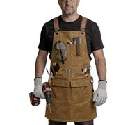 TootyTots Tablier de Travail Homme en Toile Cirée 20oz - Robuste & Imperméable - Tablier Menuisier & Atelier avec 9 Poches, Aimant & Gants Anti-Coupure (Réglable S-XXXL