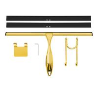 TOOVEM 14 inch Shower Squeegee for Glass Doors, Window, Bathroom, Car Windshield, Shower Cleaning Tools with S Hook, Square Sticky Hook (Gold)