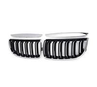 TOOWGM Paire de grilles de calandre à double lattes avant de style noir mat brillant pour voiture (Chrome and Black)