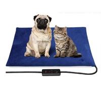 Toozey Chien Chat Tapis Chauffant 45*40cm, Coussin Chauffant électrique pour Animaux avec Couverture Crystal Velvet pour Chats et Chiens de Nouveau-né, de Petite Taille et de Personnes âgées, Bleu-L